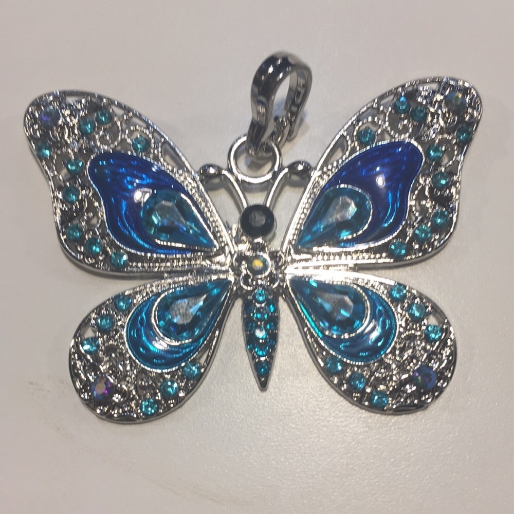 Vivid Blue Butterfly Necklace.